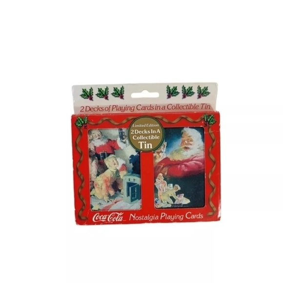 Coca Cola Other - Coca-Cola Christmas Santa Nostalgic Playing Cards W/Tin 1996 Limited Edition New